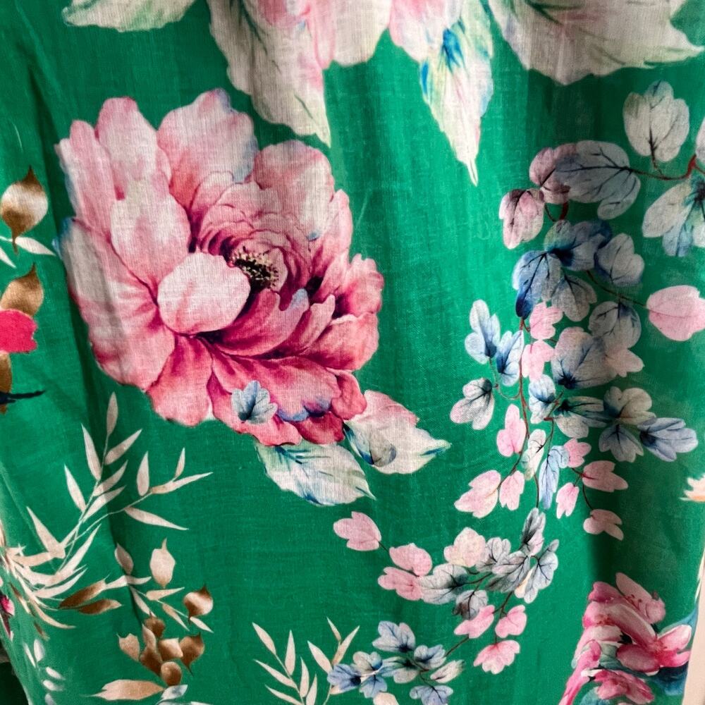 Nota Bene Italy Made Floral Tunic Shirtdress OSFM M/L Resort Coastal Luxe Cotton - Picture 15 of 16